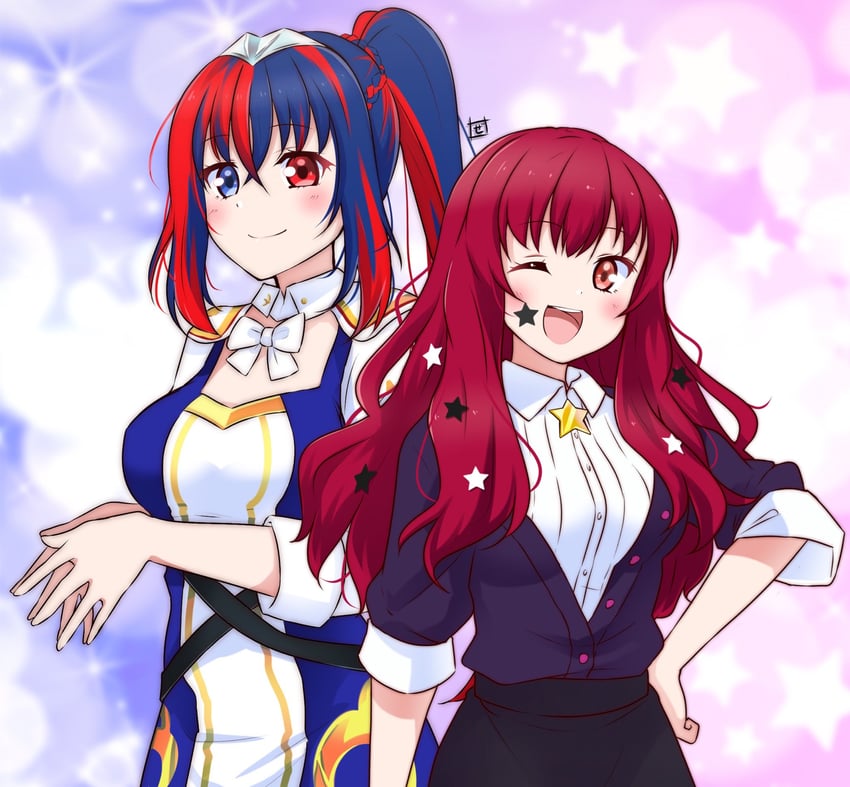 yunaka and female alear (fire emblem and 1 more) drawn by zero-theme