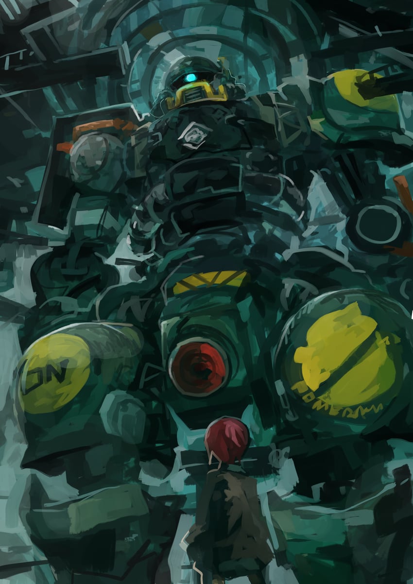 amate yuzuriha and police zaku (gundam and 1 more) drawn by kaamin_(mariarose753)