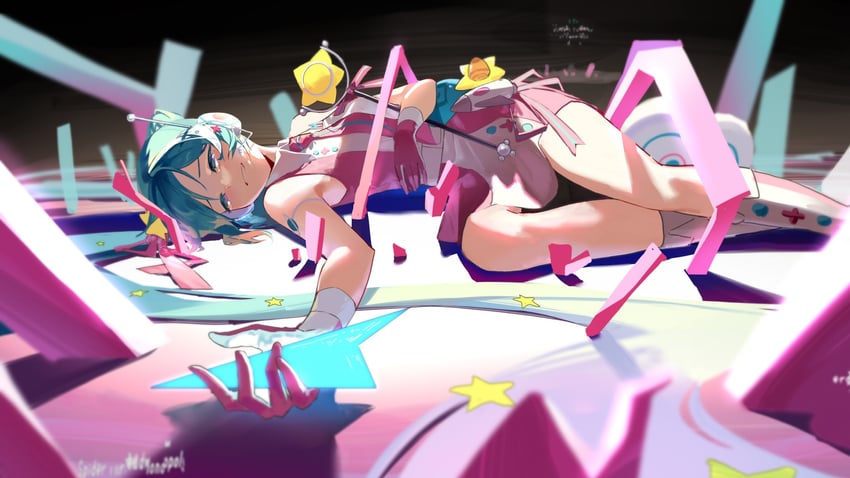 hatsune miku and magical mirai miku (vocaloid and 2 more) drawn by jiu_ye_sang