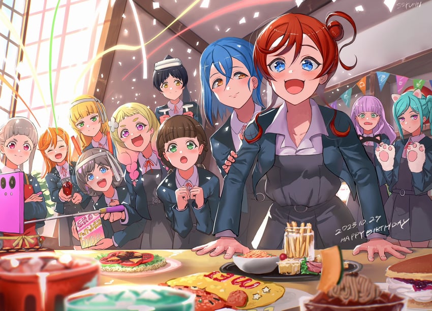 shibuya kanon, heanna sumire, tang keke, arashi chisato, hazuki ren, and 7 more (love live! and 1 more) drawn by jyon