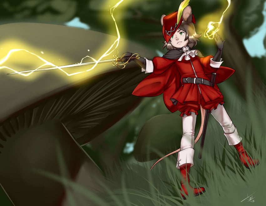 red mage and billa the mouse (original and 1 more) drawn by aogami