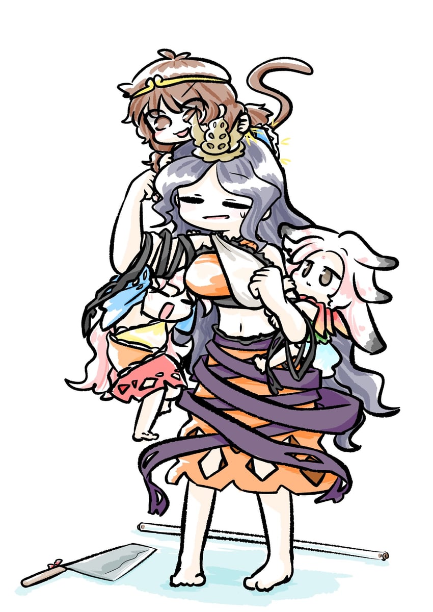 sakata nemuno, son biten, houjuu chimi, and chirizuka ubame (touhou) drawn by tanishi_0