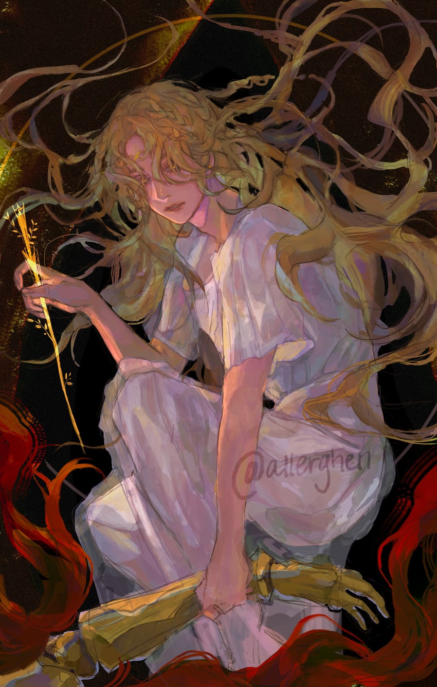 malenia blade of miquella and miquella (elden ring) drawn by allerghen