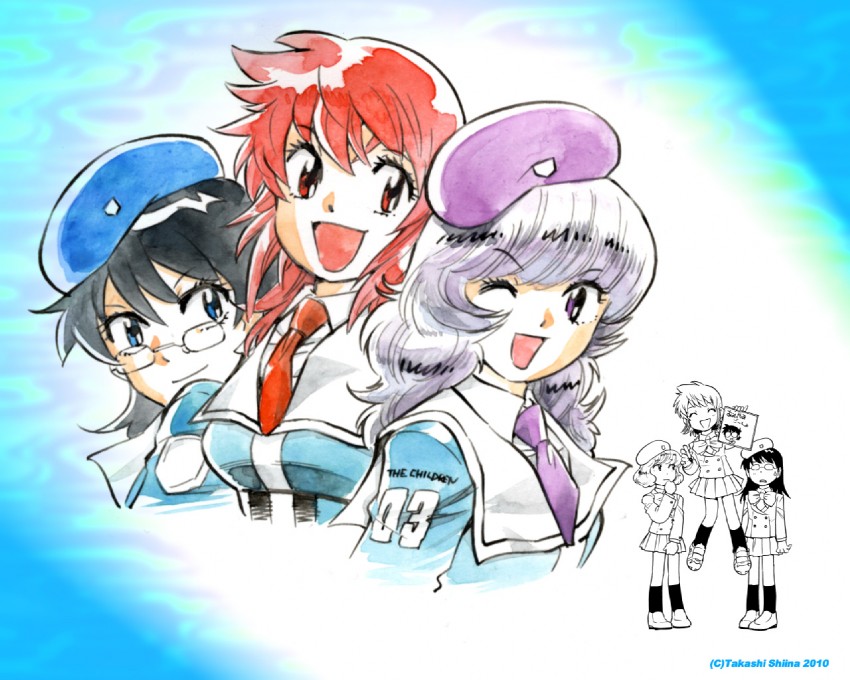 edogawa conan, nogami aoi, sannomiya shiho, and akashi kaoru (meitantei conan and 1 more) drawn by shiina_takashi