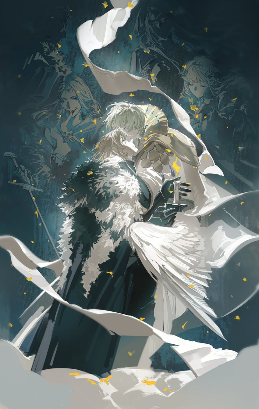 dimitri alexandre blaiddyd, male byleth, flayn, seiros, cornelia arnim, and 1 more (fire emblem and 1 more) drawn by gongzuotianxiadiyi