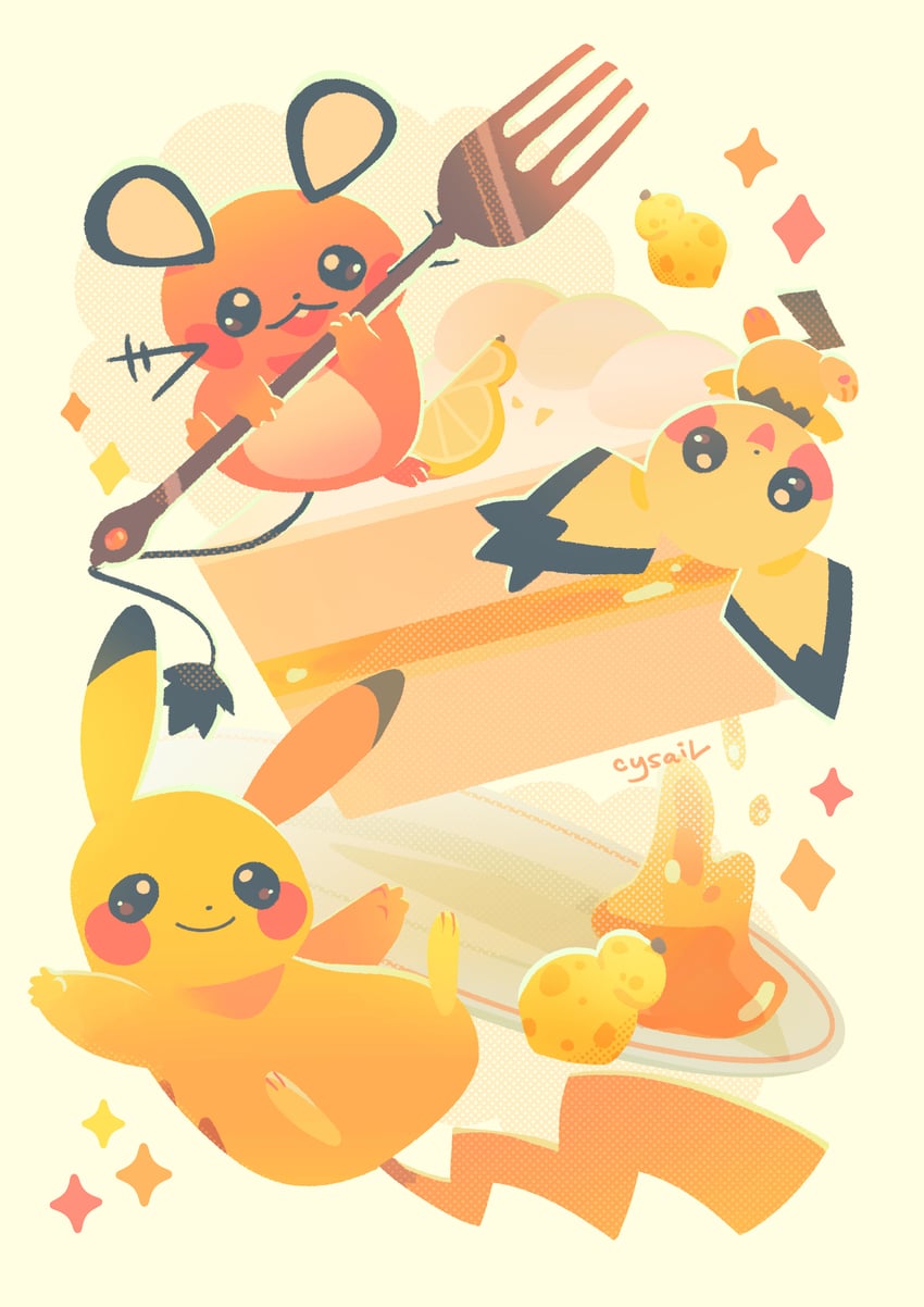 pikachu, pichu, dedenne, and spiky-eared pichu (pokemon) drawn by cryotters