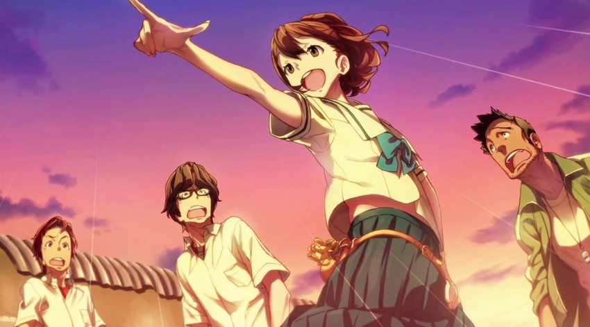 senomiya akiho, yashio kaito, hidaka subaru, and nagafukada mitsuhiko (robotics;notes) drawn by fukuda_tomonori