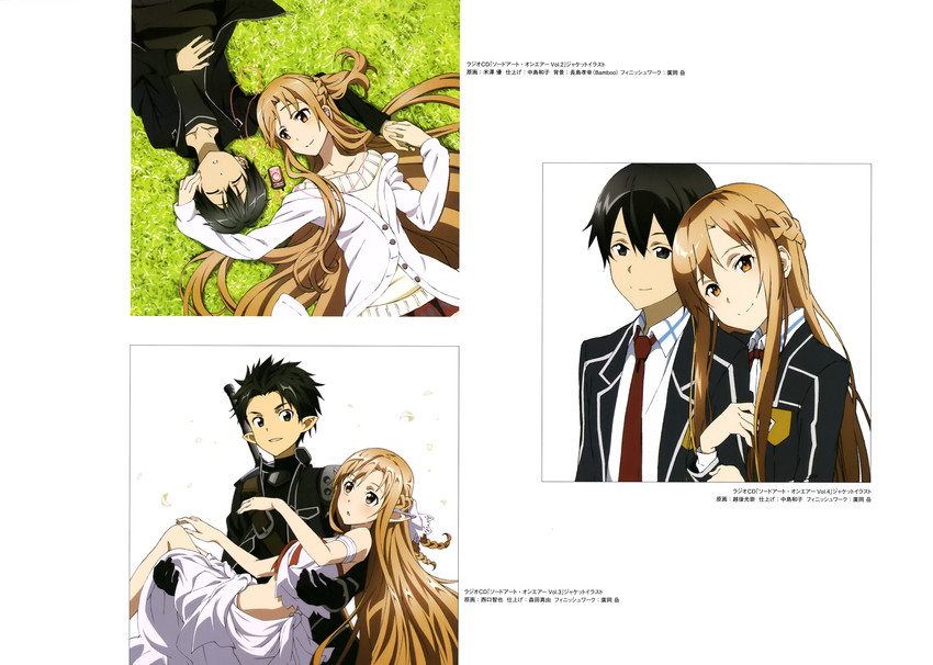 asuna, kirito, and titania (sword art online) drawn by nishiguchi_tomoya
