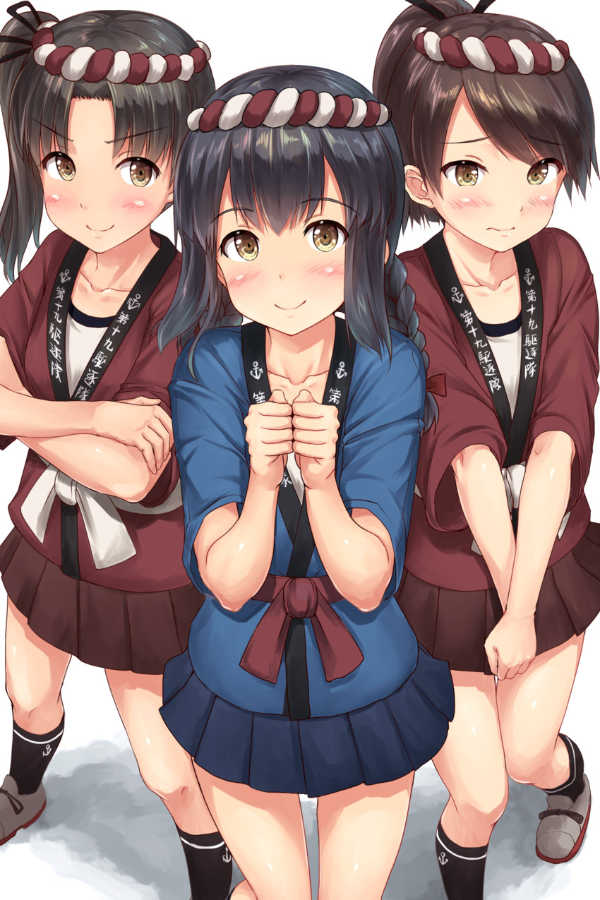 shikinami, fubuki kai ni, ayanami, isonami, and fubuki (kantai collection) drawn by ichikawa_feesu