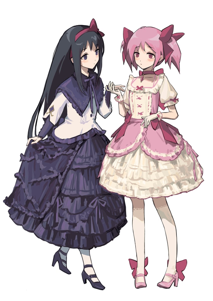 akemi homura and kaname madoka (mahou shoujo madoka magica) drawn by no.0_fish