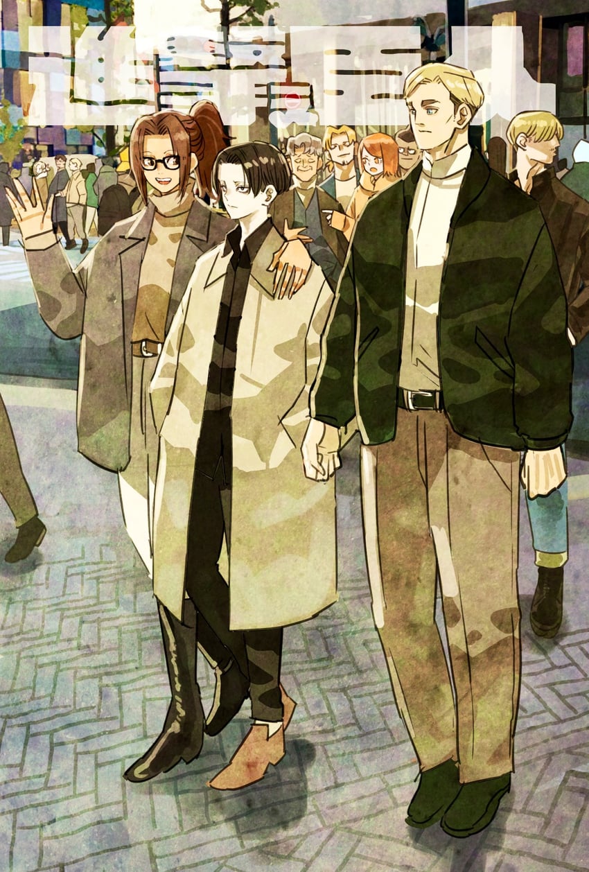 levi, reiner braun, annie leonhart, hange zoe, bertolt hoover, and 6 more (shingeki no kyojin) drawn by takeuchi_ryousuke
