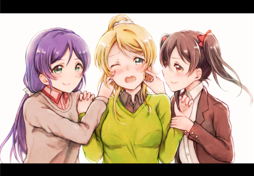 tojo nozomi, yazawa nico, and ayase eli (love live! and 1 more) drawn by suito