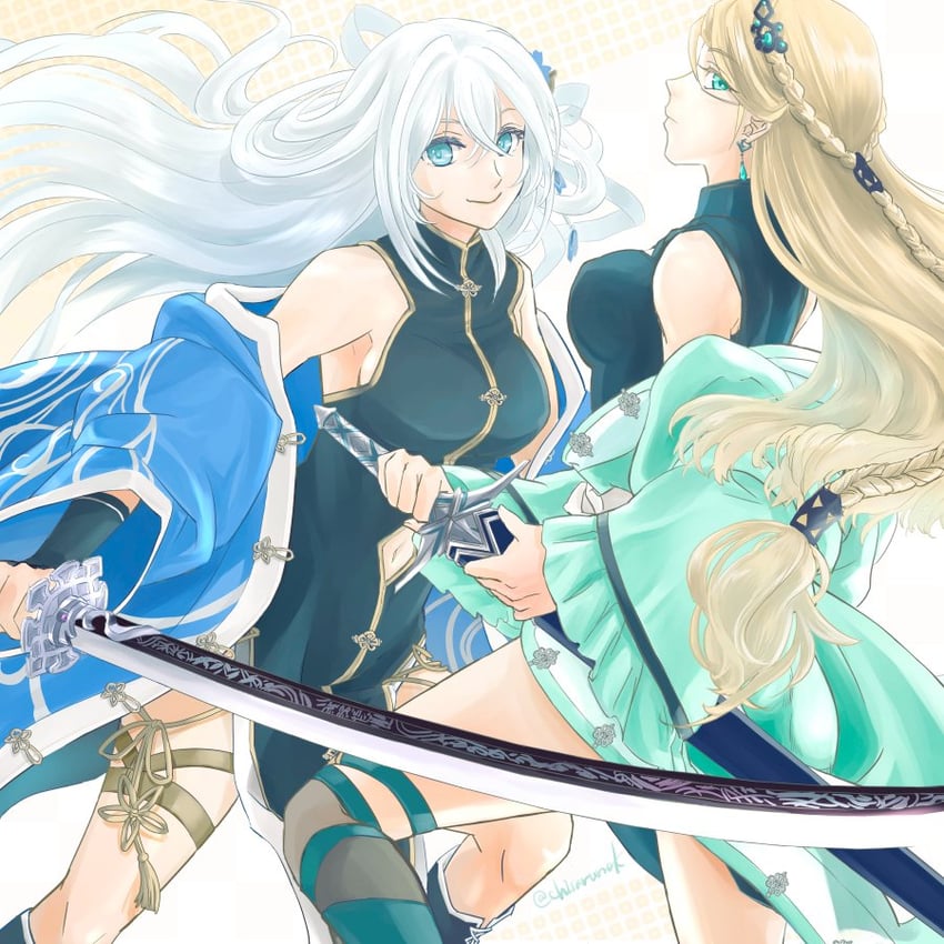 shizuna rem misurugi and elaine auclair (eiyuu densetsu and 2 more) drawn by chisarune
