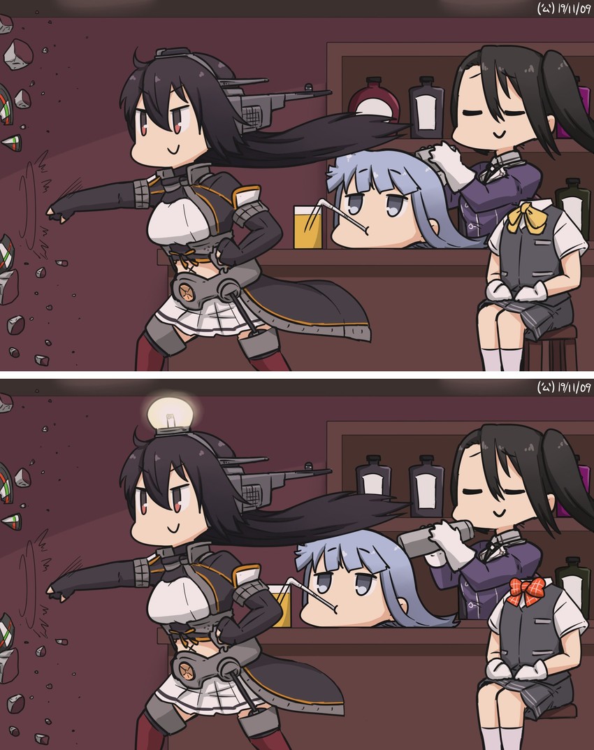 nagato, nachi, hatsukaze, nagato kai ni, and nachi kai ni (kantai collection) drawn by hamu_koutarou