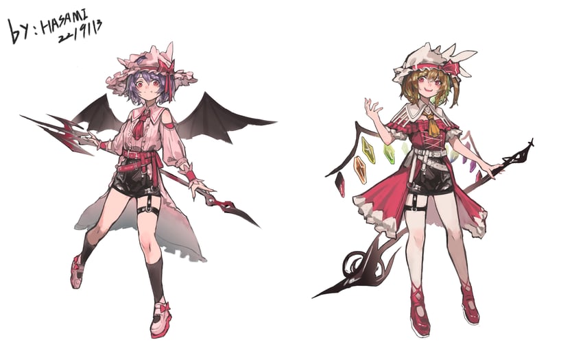 remilia scarlet and flandre scarlet (touhou and 1 more) drawn by hua_ha_jiazi
