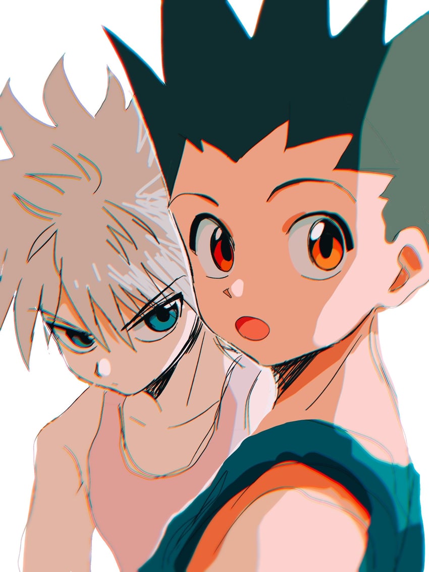 killua zoldyck and gon freecss (hunter x hunter) drawn by thicopoyo