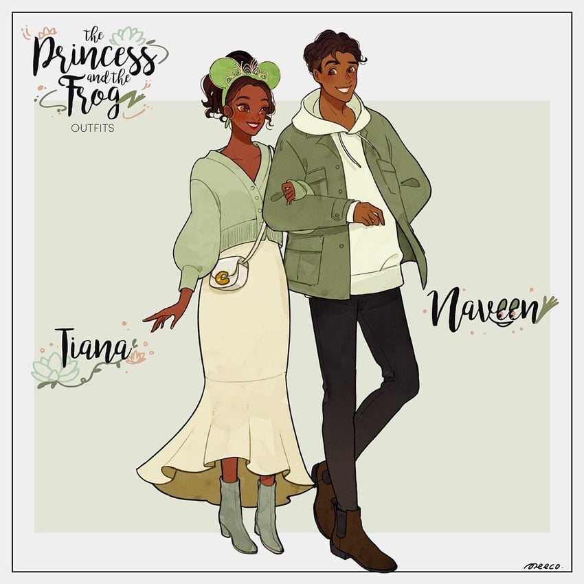 tiana and prince naveen (the princess and the frog) drawn by meecosme