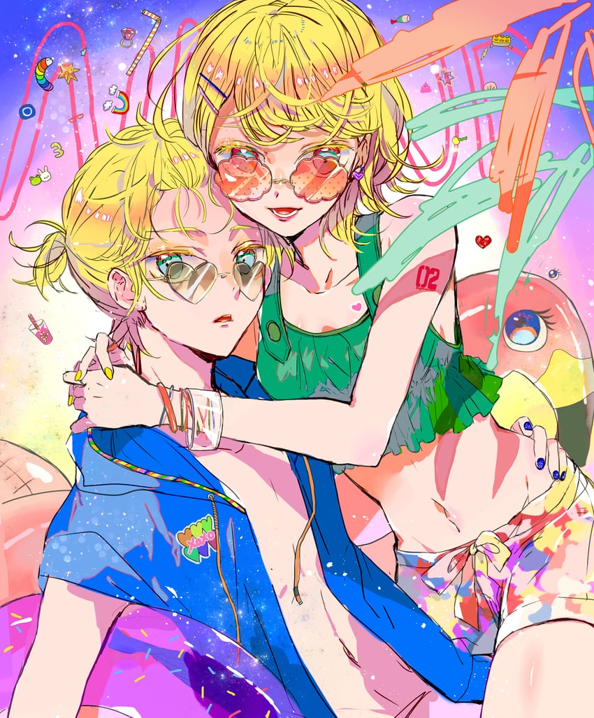 kagamine rin and kagamine len (vocaloid) drawn by makoji_(yomogi)