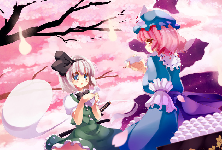 konpaku youmu and saigyouji yuyuko (touhou) drawn by gengetsu_chihiro