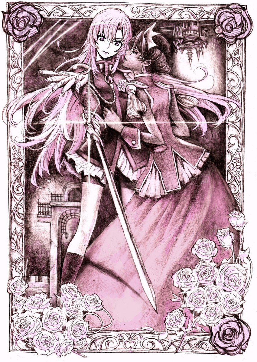 tenjou utena and himemiya anthy (shoujo kakumei utena) drawn by nobita_(makoto7060355)