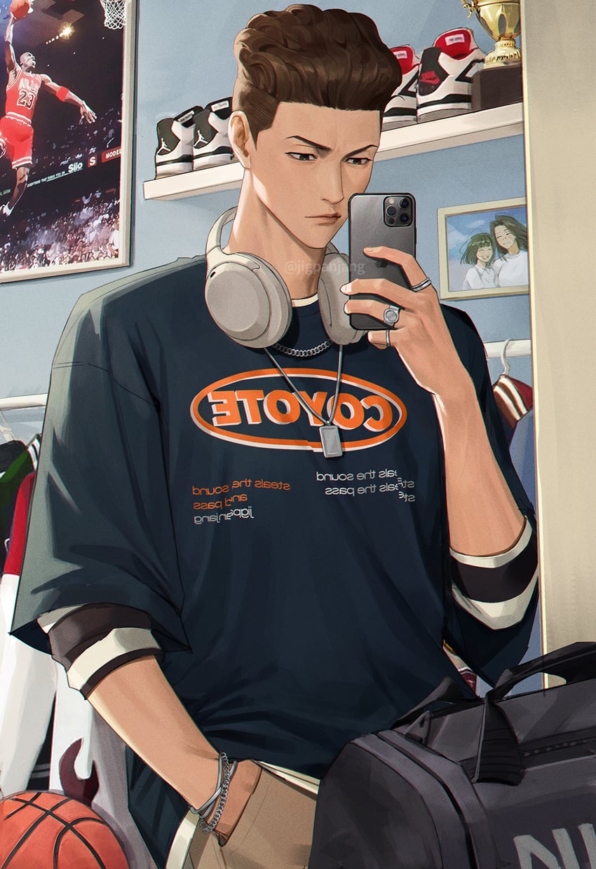 miyagi ryouta and michael jordan (slam dunk and 2 more) drawn by jigpanjang
