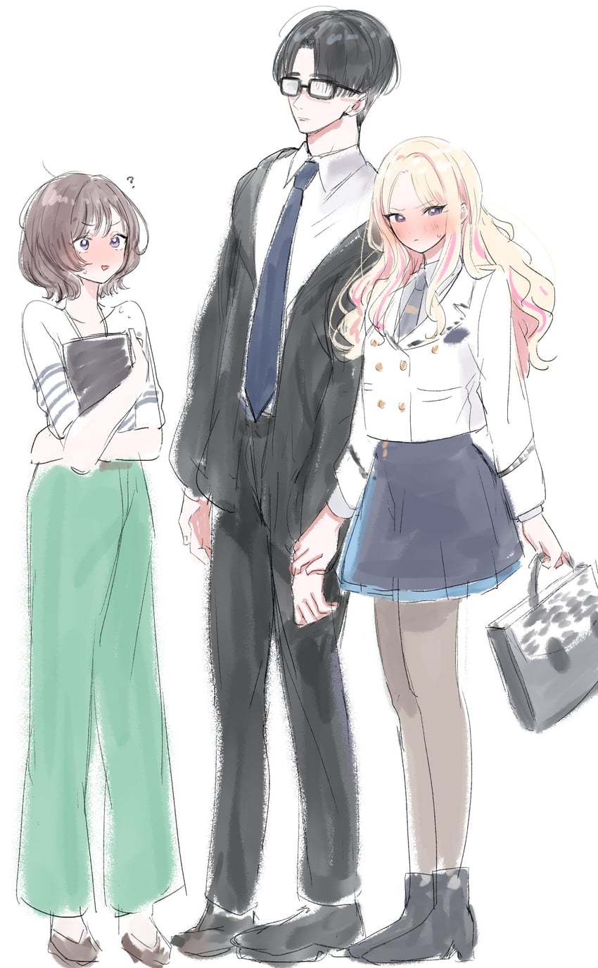 producer, juo sena, and neo asari (idolmaster and 1 more) drawn by kasasagi_(futagodori888)