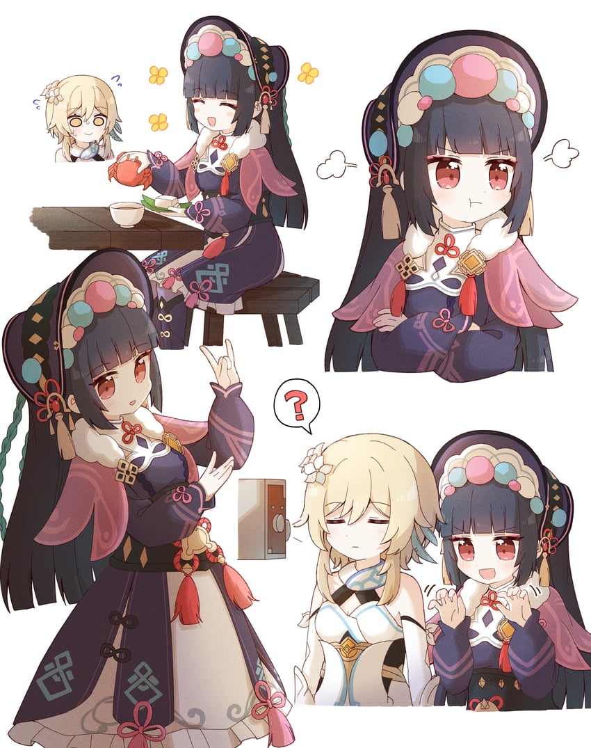 lumine and yun jin (genshin impact) drawn by yoshinao_(yoshinao_0203)