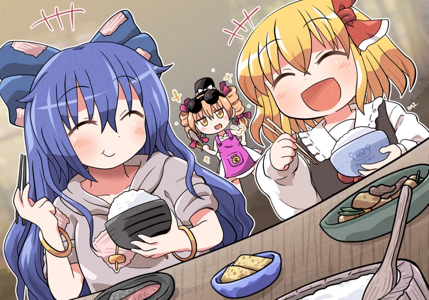 rumia, yorigami shion, and yorigami jo'on (touhou) drawn by rokugou_daisuke