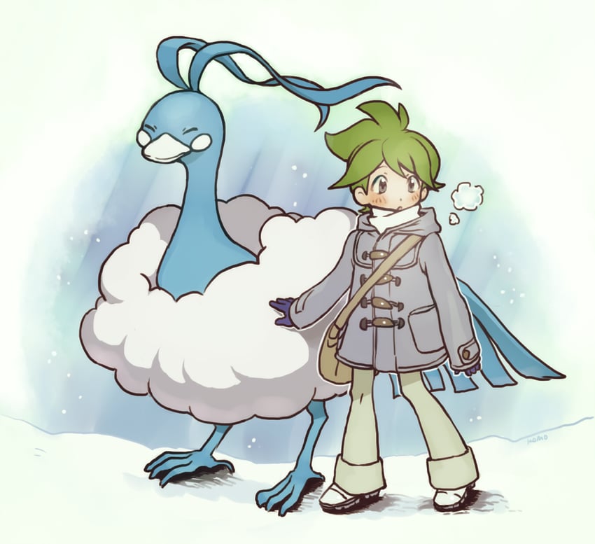 altaria and wally (pokemon and 1 more) drawn by mari_mokomo