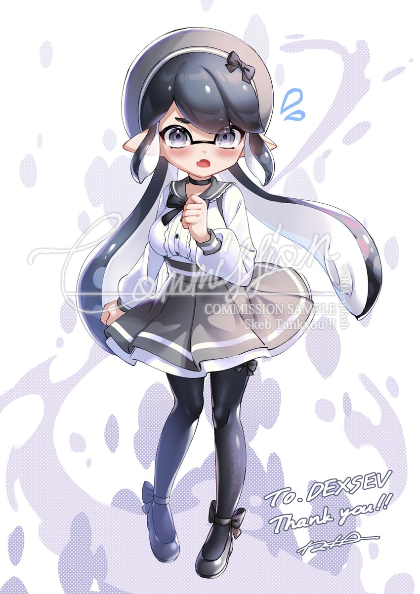 inkling player character and inkling girl (splatoon) drawn by iria_(yumeirokingyo)