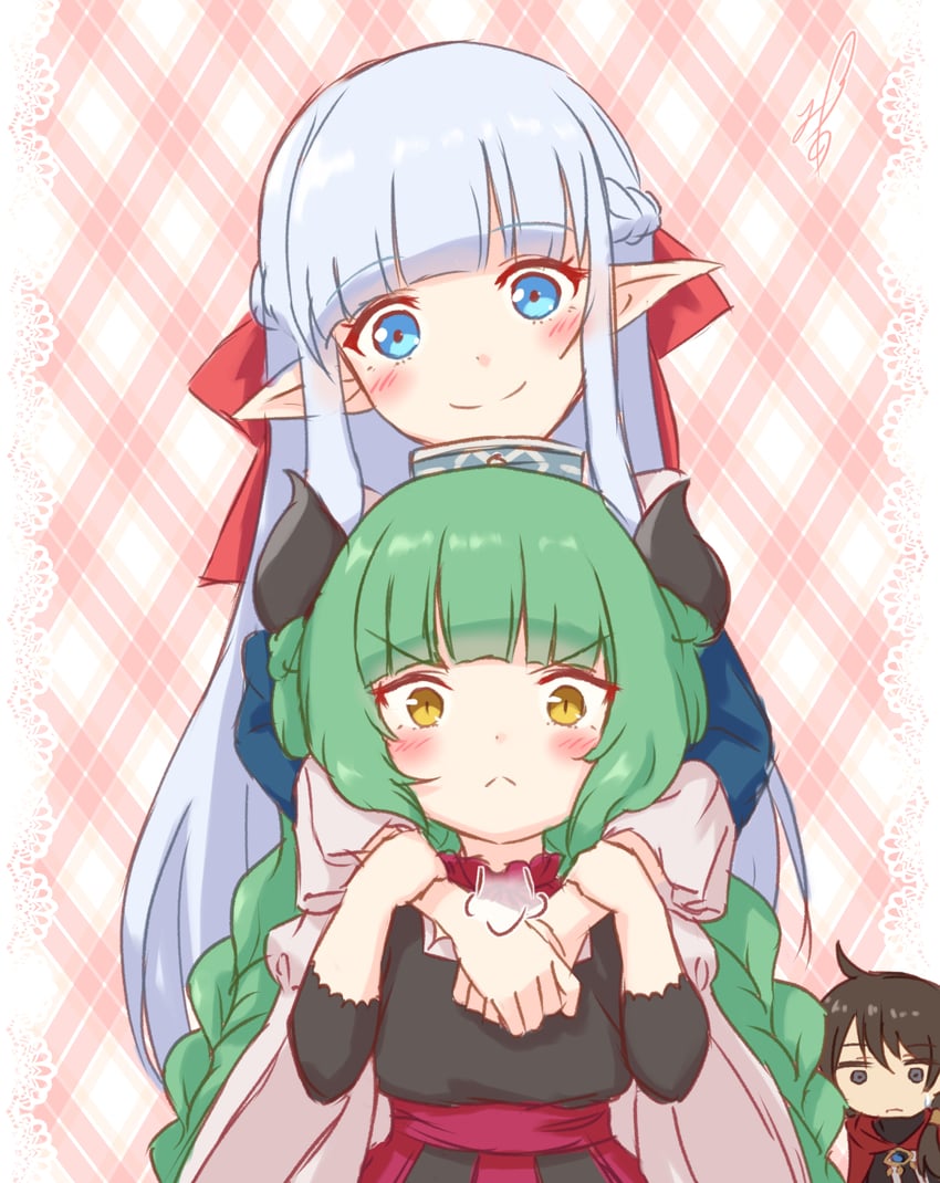nephelia, zagan, and valefor (maou no ore ga dorei elf wo yome ni shitanda ga dou medereba ii?) drawn by soanote