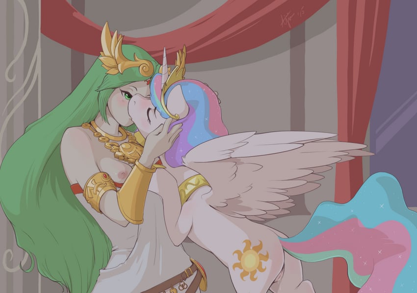 palutena and princess celestia (kid icarus and 2 more) drawn by ajin_(ajinhdremix)