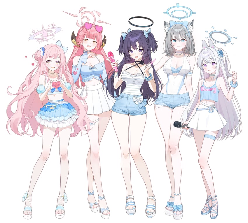 yuuka, shiroko, mika, aru, and miyako (blue archive) drawn by sugarhigh