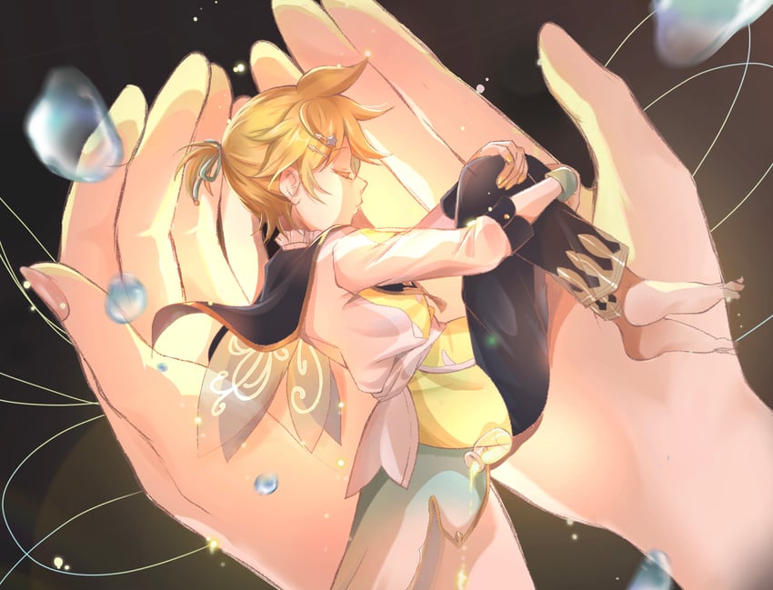 kagamine len and wonderlands x showtime len (vocaloid and 1 more) drawn by syokorashimegi