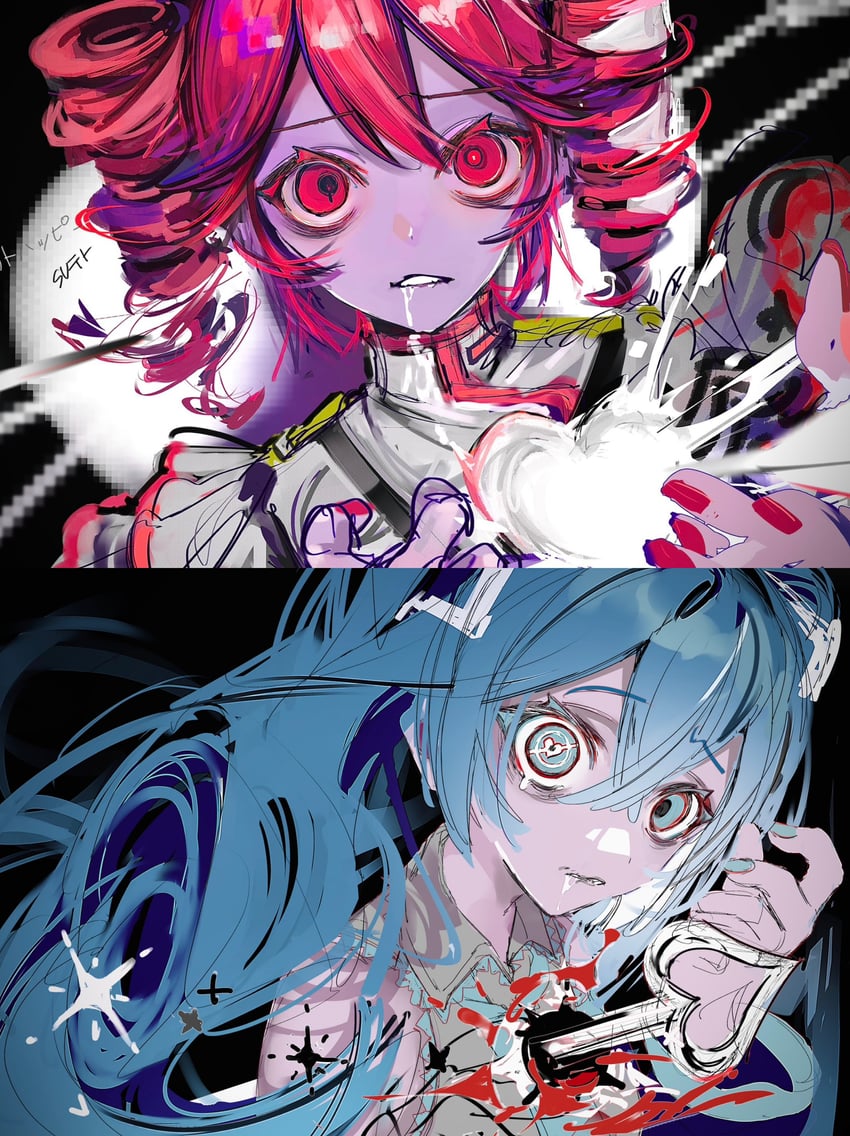 hatsune miku and kasane teto (vocaloid and 2 more) drawn by nept_o