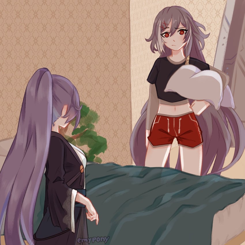 fu hua and herrscher of sentience (honkai and 1 more) drawn by emypony