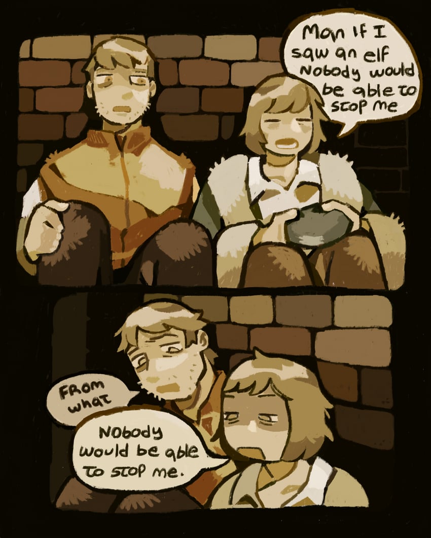 falin touden and laios touden (dungeon meshi) drawn by wombrion