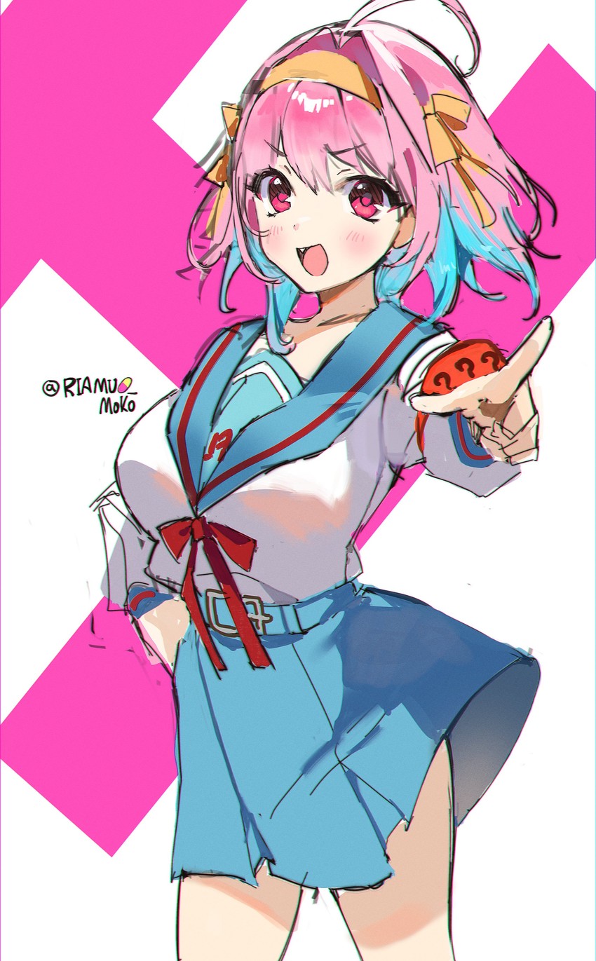 suzumiya haruhi and yumemi riamu (idolmaster and 2 more) drawn by moko_(moko/moko)