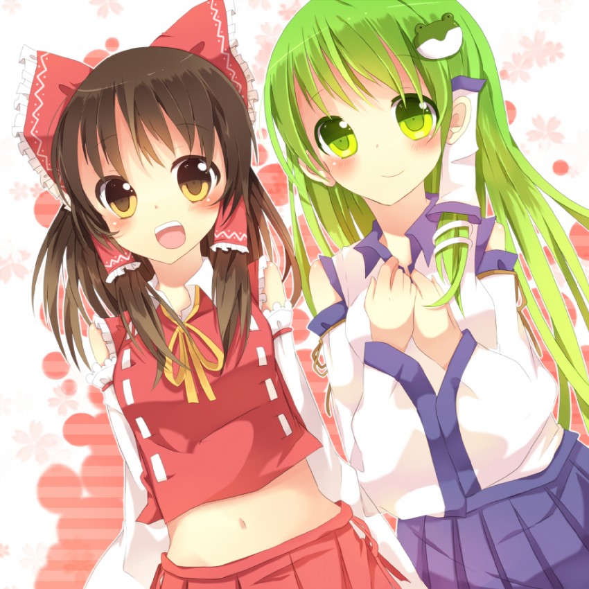 hakurei reimu and kochiya sanae (touhou) drawn by ao_ringo