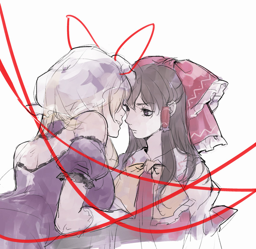 hakurei reimu and yakumo yukari (touhou) drawn by asakura_noi