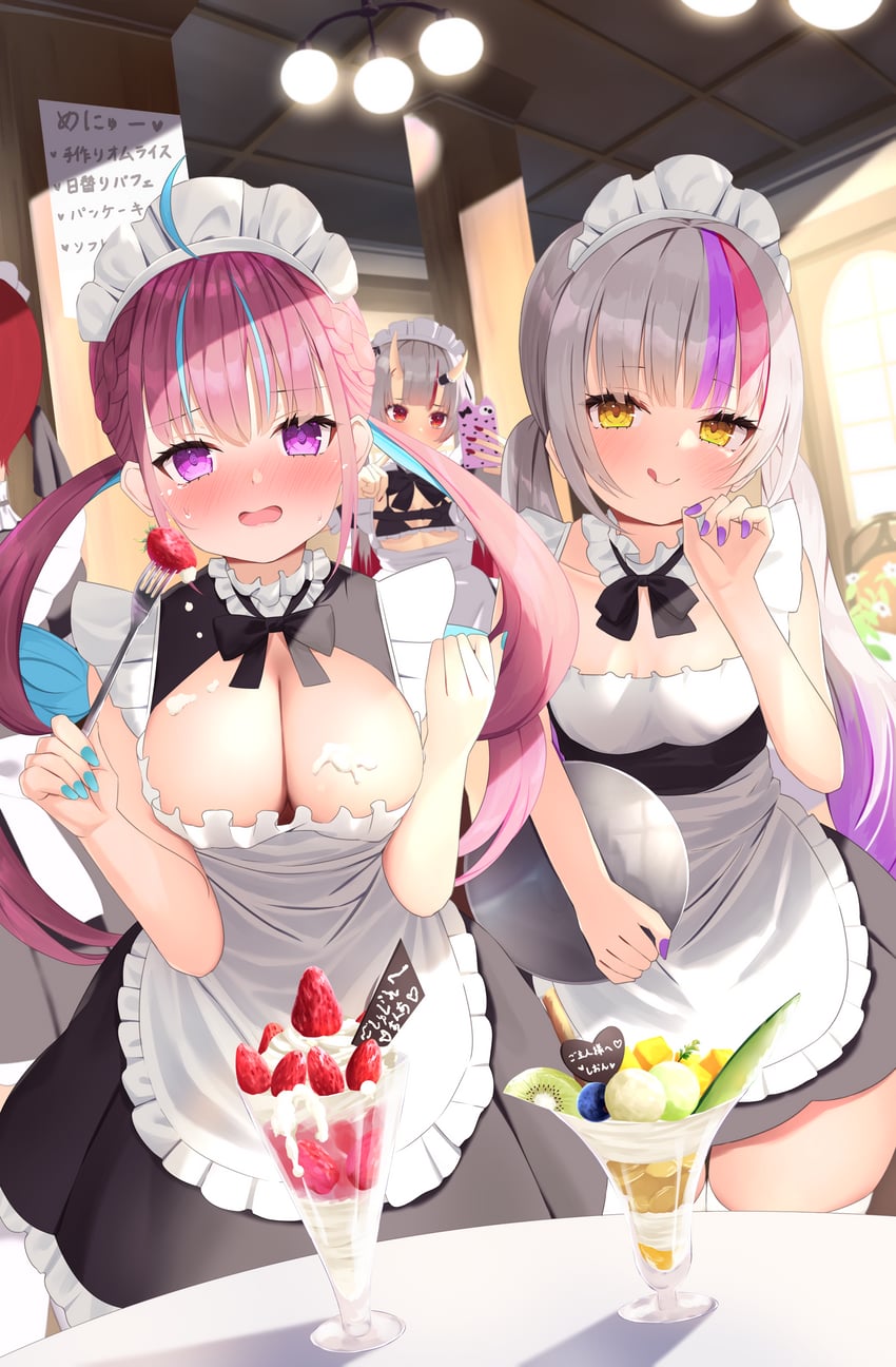 minato aqua, murasaki shion, and nakiri ayame (hololive) drawn by saki_(saki_paint)