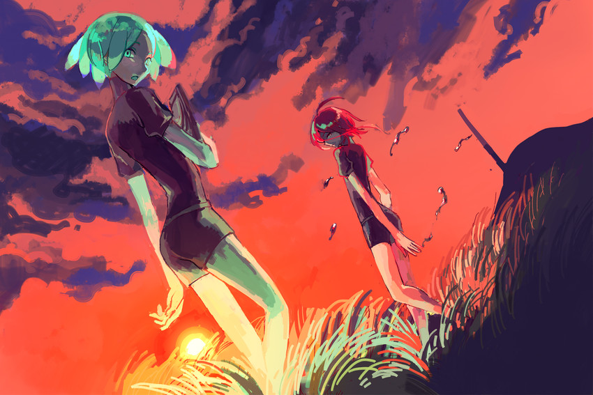 phosphophyllite and cinnabar (houseki no kuni) drawn by suppo_(rikusuppo)