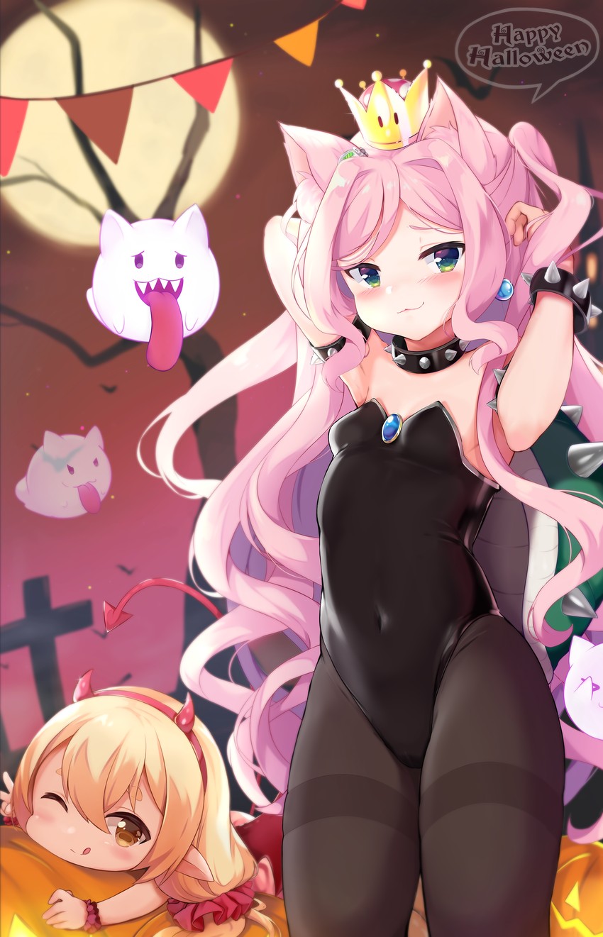 bowsette, boo, syrene, and nya (original and 2 more) drawn by nyatrix