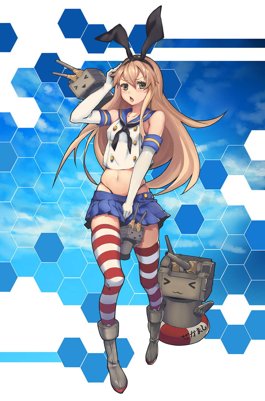 shimakaze and rensouhou-chan (kantai collection) drawn by hetare_mizu
