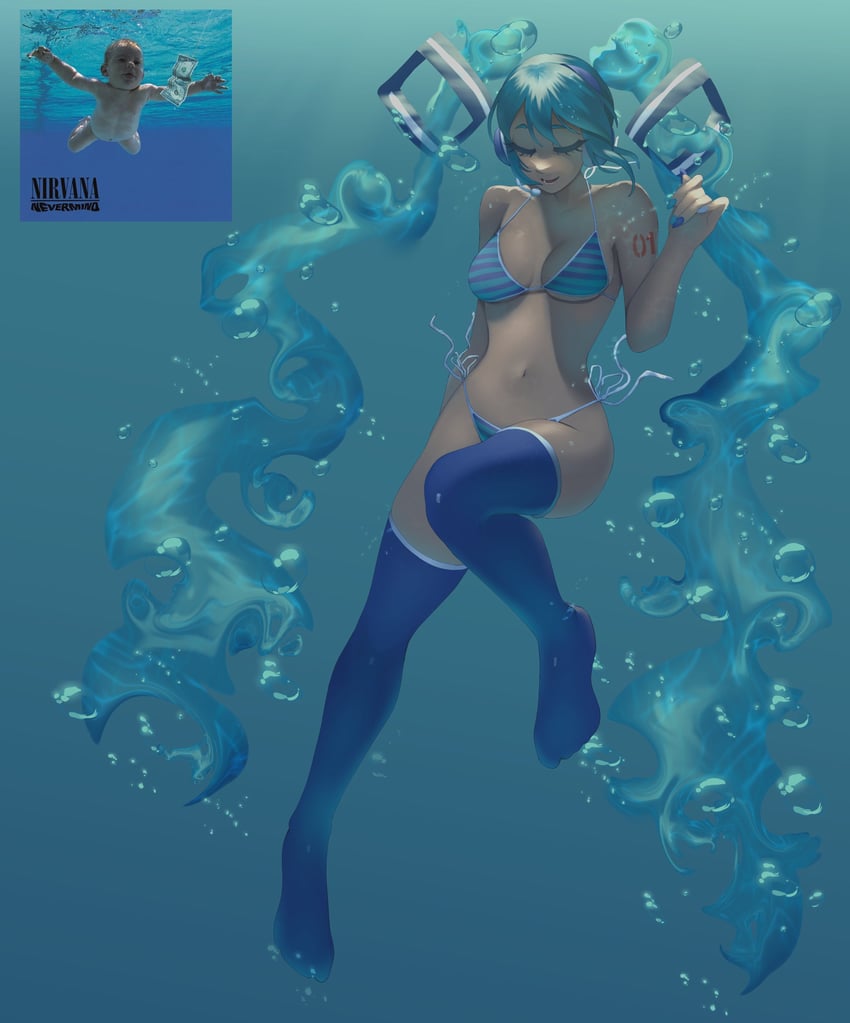 hatsune miku (vocaloid and 2 more) drawn by mothrmercury