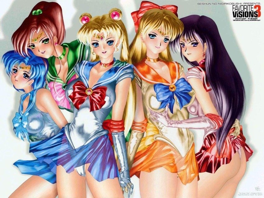 tsukino usagi, sailor moon, mizuno ami, aino minako, hino rei, and 5 more (bishoujo senshi sailor moon) drawn by satoshi_igarashi