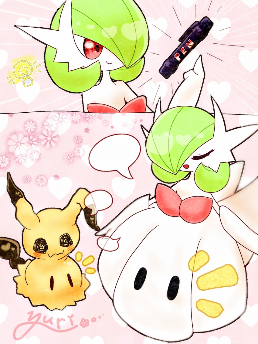 gardevoir, mega gardevoir, and mimikyu (pokemon) drawn by yuri_(fl0werspace)
