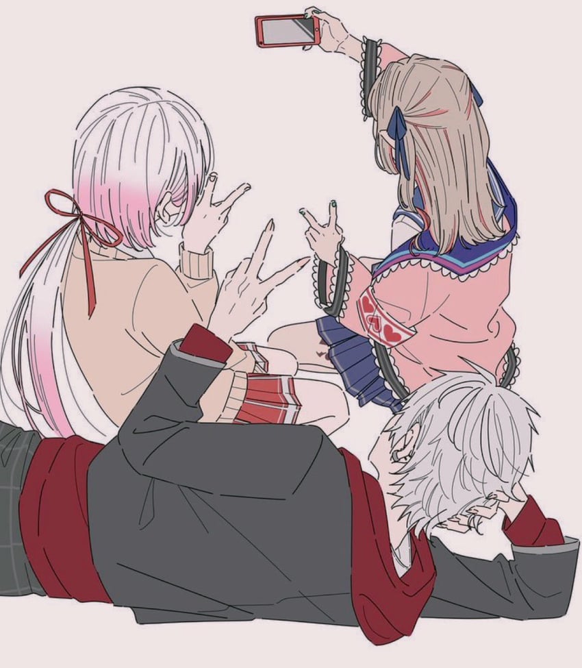 makaino ririmu, shiina yuika, and kuzuha (nijisanji) drawn by kamatama_rom