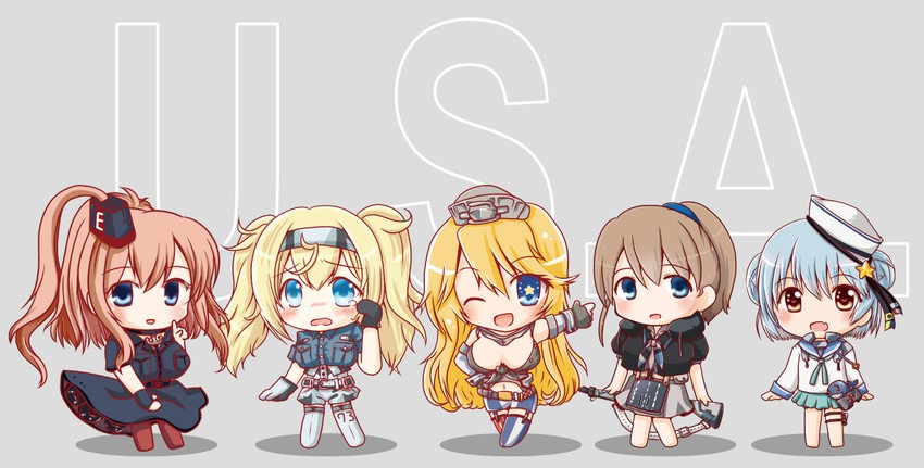 iowa, saratoga, gambier bay, intrepid, samuel b. roberts, and 1 more (kantai collection) drawn by mochimako