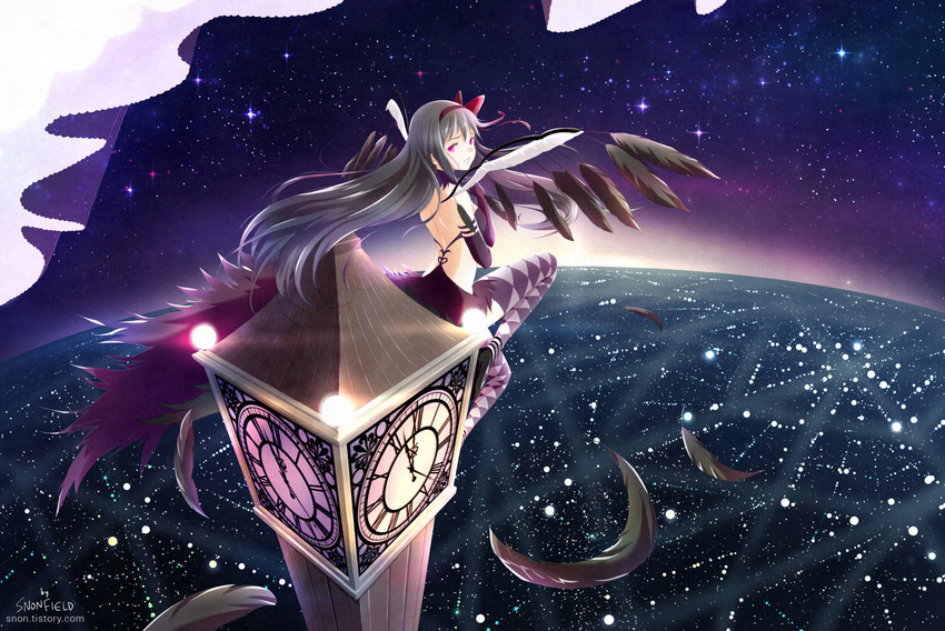 akemi homura and akuma homura (mahou shoujo madoka magica and 1 more) drawn by snonfield